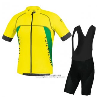 2017 Abbigliamento Ciclismo Gore Bike Wear Power Alp-x pro Giallo Manica Corta e Salopette